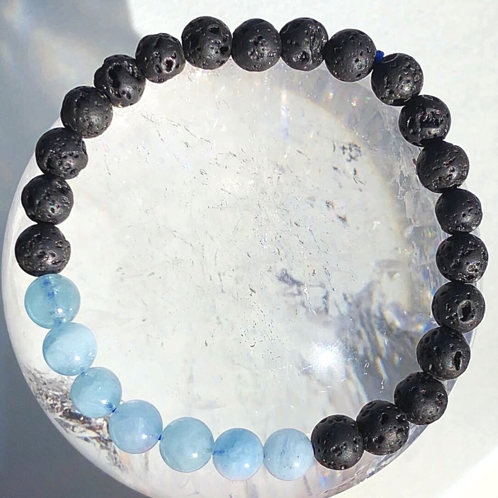 NEW! Aquamarine & Lava Rock Oil Diffuser Bracelet! - Picture 4 of 4